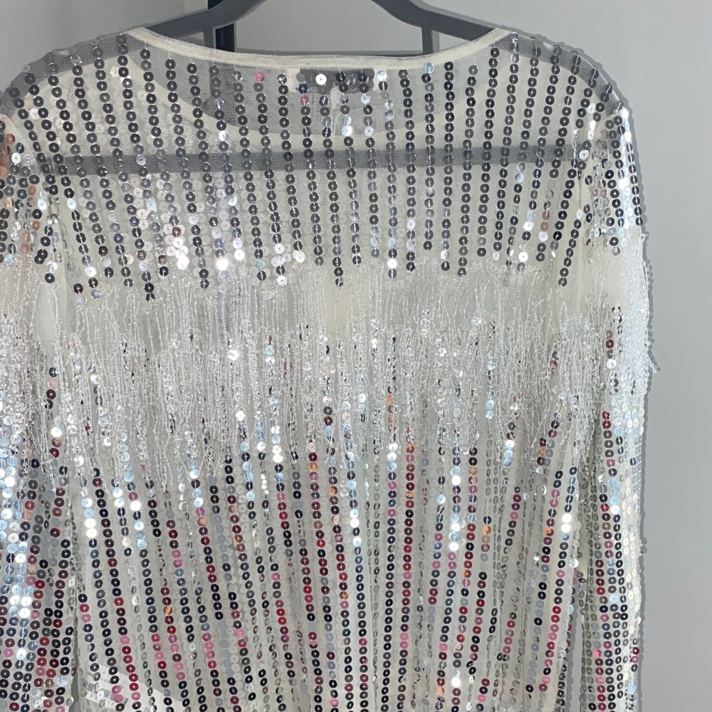 Endless Rose Silver Sequin Fringe Top - Picture 8 of 9